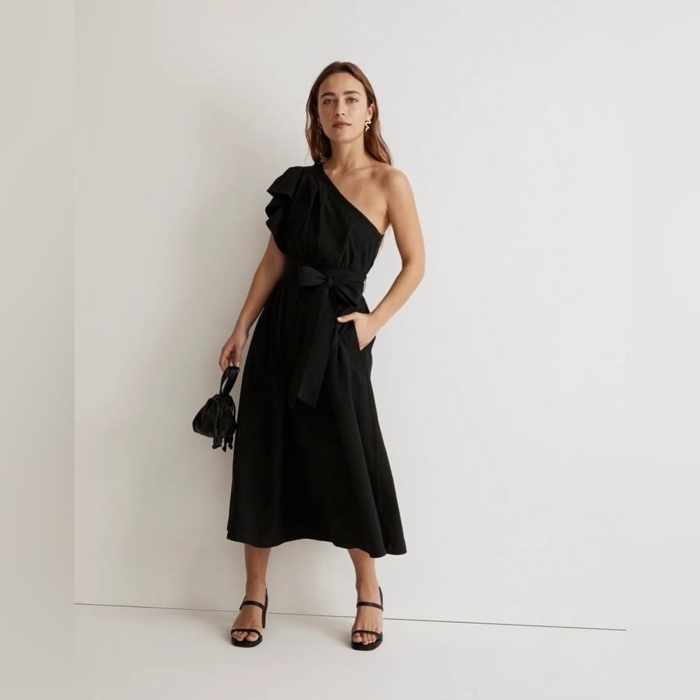 Madewell Ruffled One-Shoulder Midi Dress